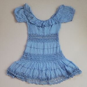 Free People Light Blue Lace Mini Dress